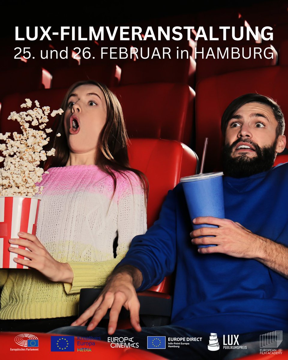 Europarl_DE's tweet photo. Kommt zum LUX-Event in Hamburg: wir zeigen kostenlos OmU: 25.2.+26.2. im ABATON Kino
Allende-Platz 3 die nominierten @luxaward Filme Flow+Filmtalk, Julie bleibt still, Dahomey, Animal, Intercepted. Seid dabei, meldet Euch an https://t.co/PB3N9HBbPa
#LUXAudienceAward @ABATONKino https://t.co/YsFAza2IOw