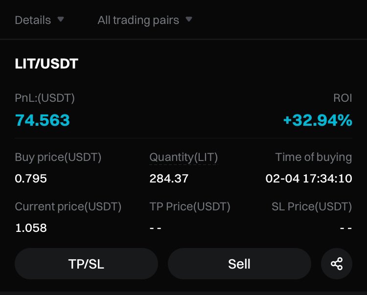 $LIT just surpassed $1
What an incredible trade

Follow &amp; RT for more trades