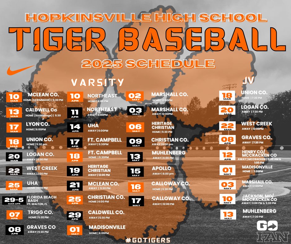 BaseballHoptown's tweet image. Updated Schedule! 
It’s almost time for some Tiger Baseball! 
#TTG 🐅