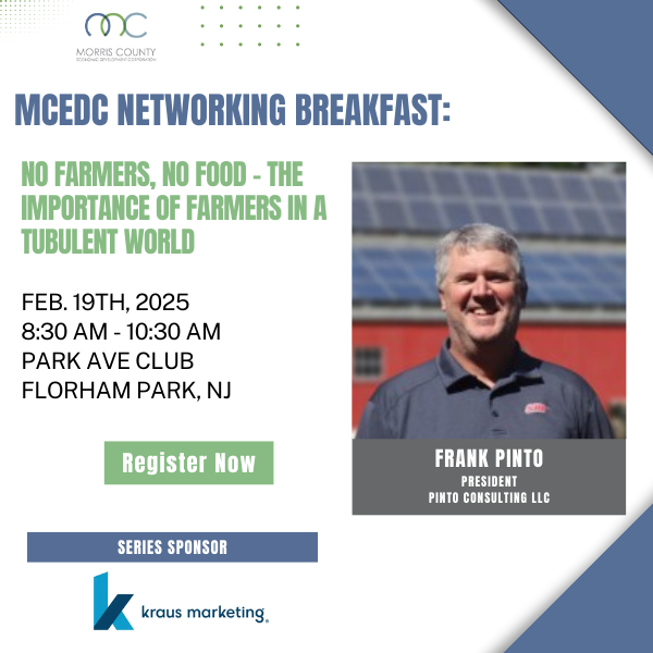We are excited to have Frank Pinto join us on February 19th at 8:30AM  for a discussion on the Importance of Farmers in a turbulent world and the impact of agriculture. Join us for breakfast and register now at zurl.co/6CL2z !