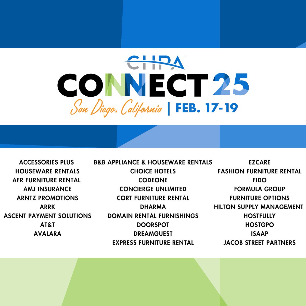 🎉 A Big Thank You to Our Amazing Exhibitors at Connect25!

We are grateful to all the exhibitors who are making Connect25 such a successful event! We can't wait to see the connections you make and the innovations you showcase in the Marketplace this year. 

#CHPAConnect25