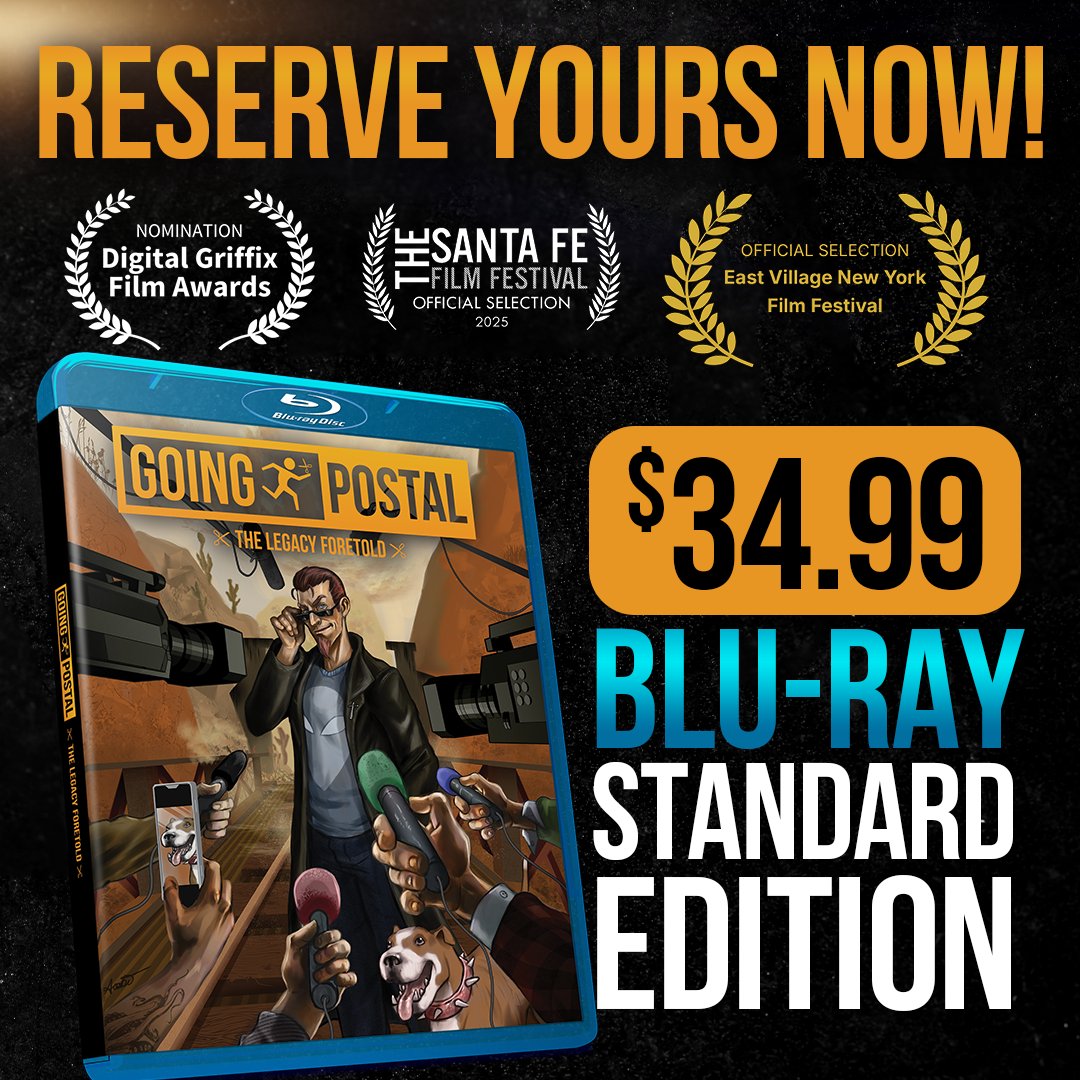 The Dude has got some news 📢 The standard edition Blu-Ray is now available for preorder! Head to GoingPostalDoc.com now and lock yours in for just $34.99 💿 <a href="/RWSstudios/">Running With Scissors</a>