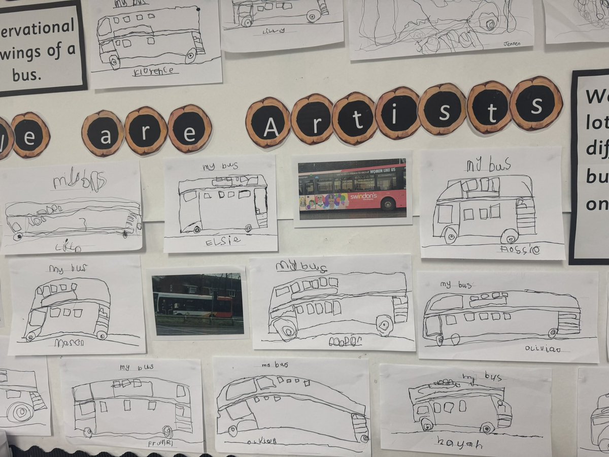 Fantastic observational drawings of buses by <a href="/tregoze/">Tregoze</a> Reception class! The children are really enjoying our #EYFS text, The Naughty Bus.
#TWHFENRich