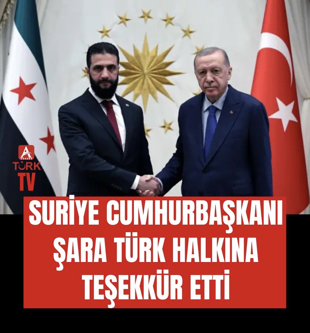 Suriye Cumhurbaşkanı Şara Türkiye’de!
Ahmed Şara, Cumhurbaşkanı Erdoğan ile Ankara’da bir araya geldi. Görüşmede: 
✔️ Terörle ortak mücadele, 
✔️ Suriyeli mültecilerin güvenli dönüşü,
✔️ Enerji, ticaret ve altyapıda iş birliği konuşuldu. 

#Suriye #Türkiye #MülteciDayanışması