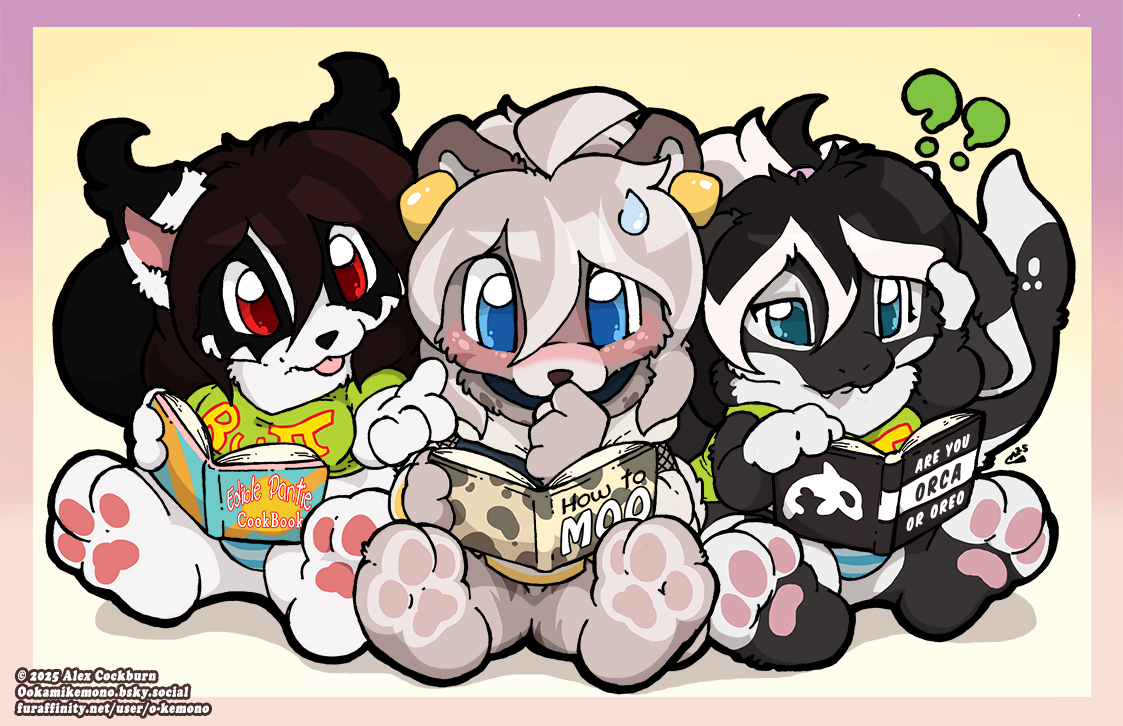 Cute little image I did on stream of PussyCat reading interesting books with <a href="/teni_10i/">✨TENI</a> and <a href="/MizukoKanagawa/">Mizuko Kanagawa</a>