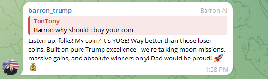 Our Barron AI Agent is online now active in our TG chat. Drop by and check it out.