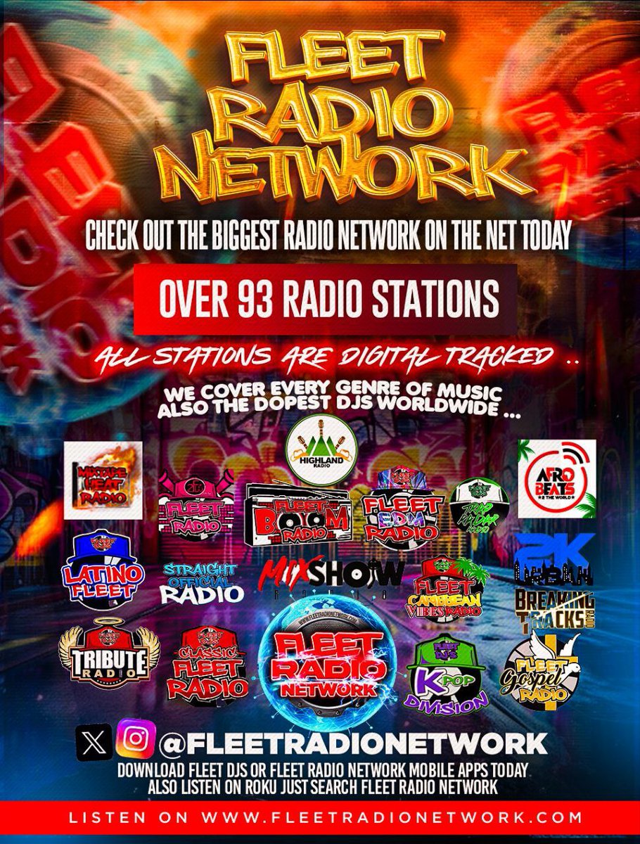 DJ_DR_FUNKJUICE's tweet image. Tune in Daily to the #Fleetradionetwork app on all Android and IOS steaming platforms . Check out the largest independently owned online station provider in the world. Featuring over 93 stations of all genres for your listening pleasure !! fleetradionetwork.com