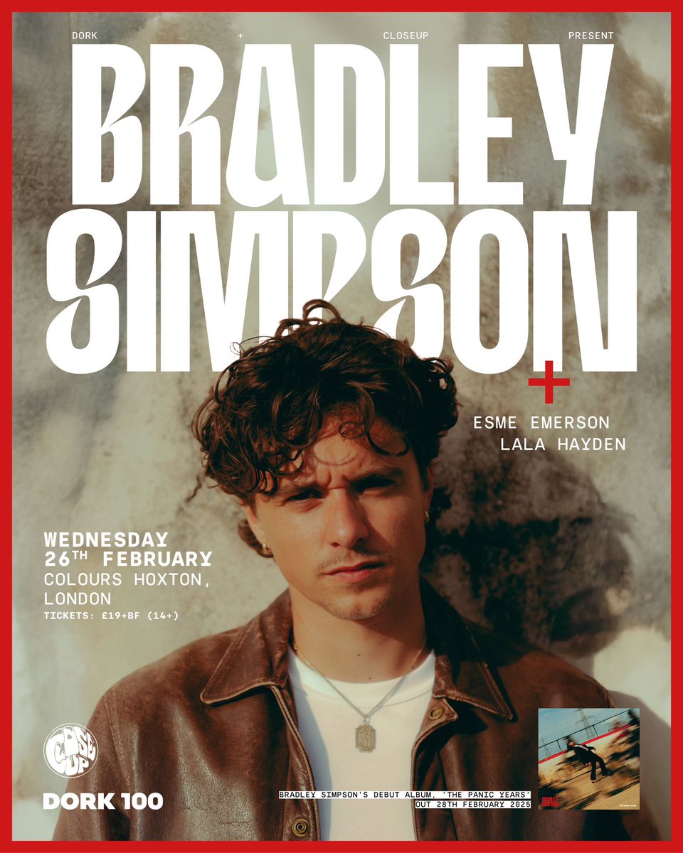 Dork (@readdork) on Twitter photo 🎉🎉🎉 Oh My. <a href="/TheVampsBrad/">Bradley Simpson</a> headlines a big Dork’s Night Out hitting <a href="/ColoursHoxton/">Colours Hoxton</a> on Weds 26th Feb just two days before his debut album ‘The Panic Years’ lands in the world!
Joined by two faves of ours <a href="/esmeemersonband/">Esme Emerson</a> + <a href="/lauralalahayden/">LALA HAYDEN</a>, grab tix now:
readdork.com/news/bradley-s… 🎉🎉🎉 Oh My. <a href="/TheVampsBrad/">Bradley Simpson</a> headlines a big Dork’s Night Out hitting <a href="/ColoursHoxton/">Colours Hoxton</a> on Weds 26th Feb just two days before his debut album ‘The Panic Years’ lands in the world!
Joined by two faves of ours <a href="/esmeemersonband/">Esme Emerson</a> + <a href="/lauralalahayden/">LALA HAYDEN</a>, grab tix now:
readdork.com/news/bradley-s…