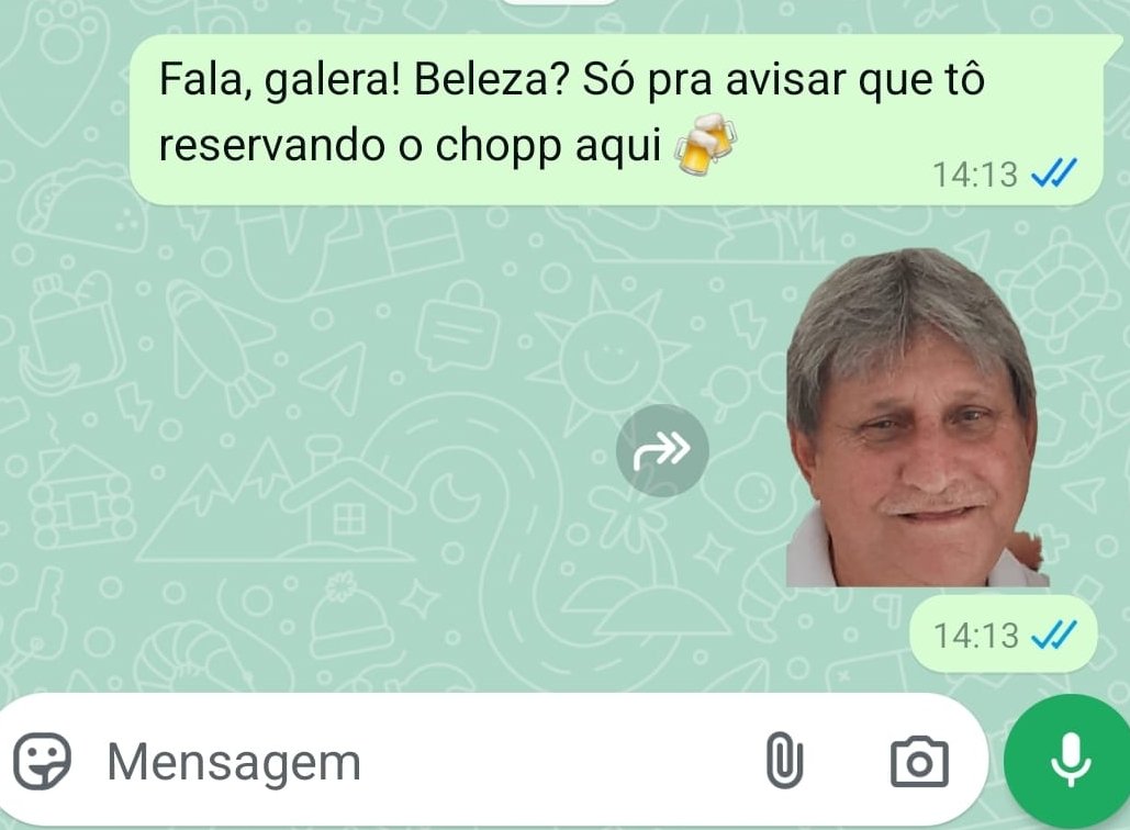 Minha categoria preferida de figurinhas no whatsapp é a de "pessoas normais que pertencem a outra família ou círculo social". Não sei como chegou a mim esse senhor que eu não conheço, mas tenho usado em praticamente todas as minhas interações. Peço perdão se for o pai de alguém.