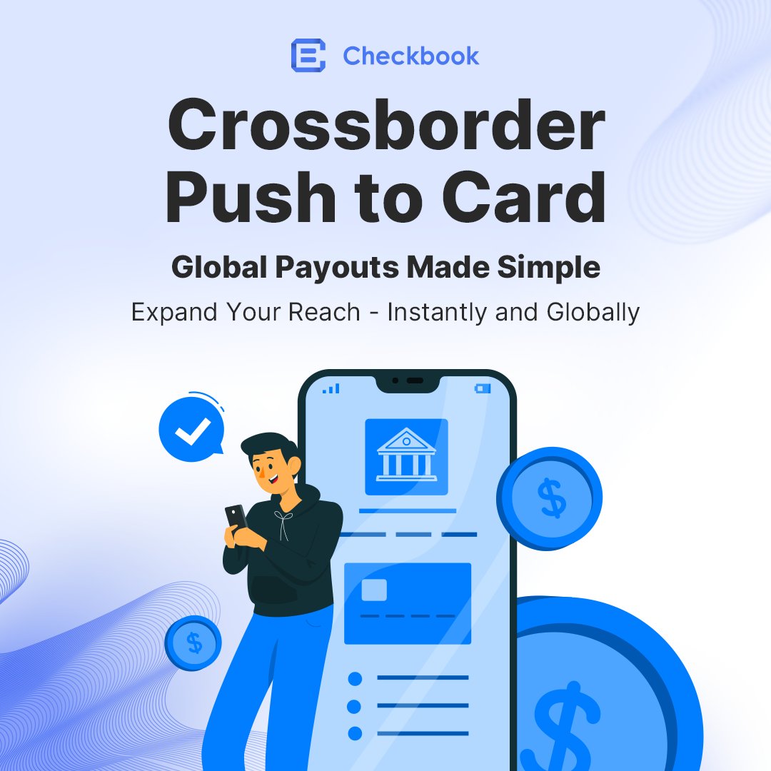 𝗟𝗲𝘁'𝘀 𝘁𝗮𝗹𝗸 𝗶𝗻𝘀𝘁𝗮𝗻𝘁 𝗽𝗮𝘆𝗺𝗲𝗻𝘁𝘀: lnkd.in/gH3AWVYu

𝗚𝗹𝗼𝗯𝗮𝗹 𝗣𝗮𝘆𝗼𝘂𝘁𝘀, 𝗠𝗮𝗱𝗲 𝗦𝗶𝗺𝗽𝗹𝗲!

<a href="/checkbook/">Checkbook</a>  is expanding Cross-border Push-to-Card powered by <a href="/Visa/">Visa</a>, enabling 𝗿𝗲𝗮𝗹-𝘁𝗶𝗺𝗲 𝗽𝗮𝘆𝗺𝗲𝗻𝘁𝘀 𝘁𝗼 𝗼𝘃𝗲𝗿 4 𝗯𝗶𝗹𝗹𝗶𝗼𝗻