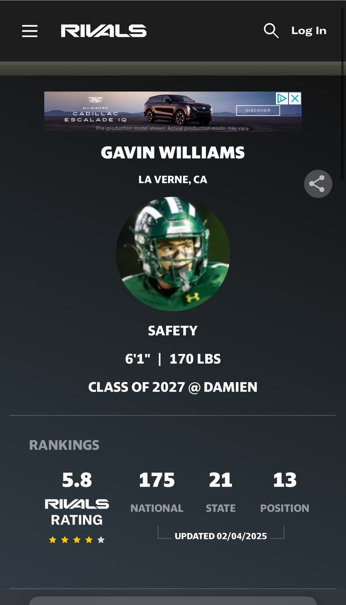 gavinnwill's tweet photo. Blessed to be named a 4⭐️ and the 13th Safety in the Nation! @adamgorney @Rivals @Realregular4 https://t.co/KdNocXu7Uf