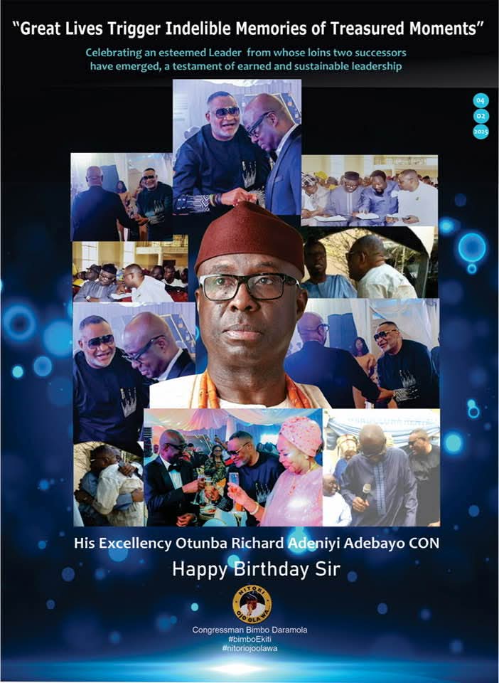 lanrearibisala's tweet photo. #THE #FOREBEAR OF #EKITI #GOVERNOR #HITS 67- #His #Excellency, #Otunba #Richard #Adeniyi #Adebayo #CON

Happy Birthday To The Leader From Whose Loins Two Successors Have Emerged.

You're an esteemed personality in our State.....

Full story in link below:

https://t.co/lkNhdoPrvb https://t.co/pgalk7u0Zn