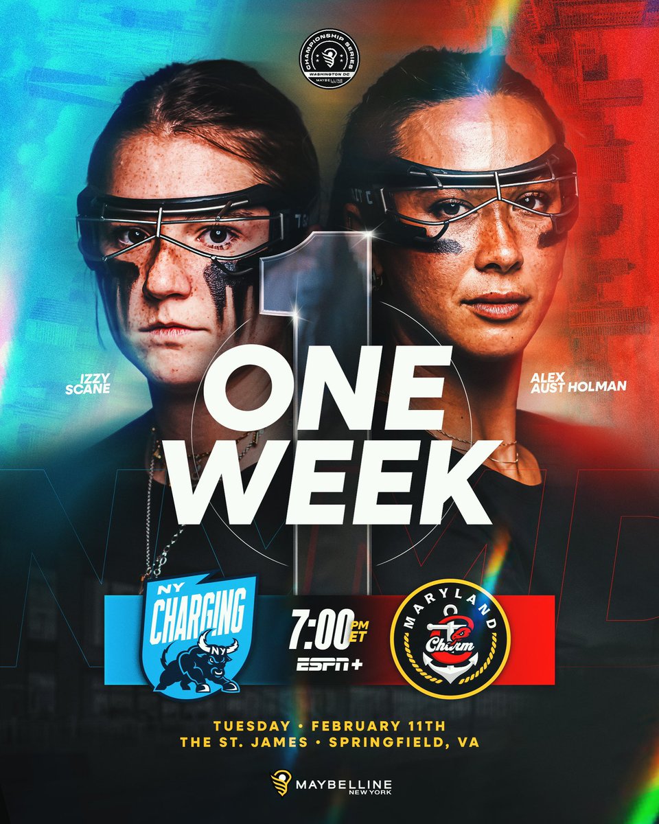 Just one week out from history 🪽

Tuesday, February 11
<a href="/wllcharging/">New York Charging</a> ⚡️ vs <a href="/wllcharm/">Maryland Charm</a> 🐍
7pm on ESPN+