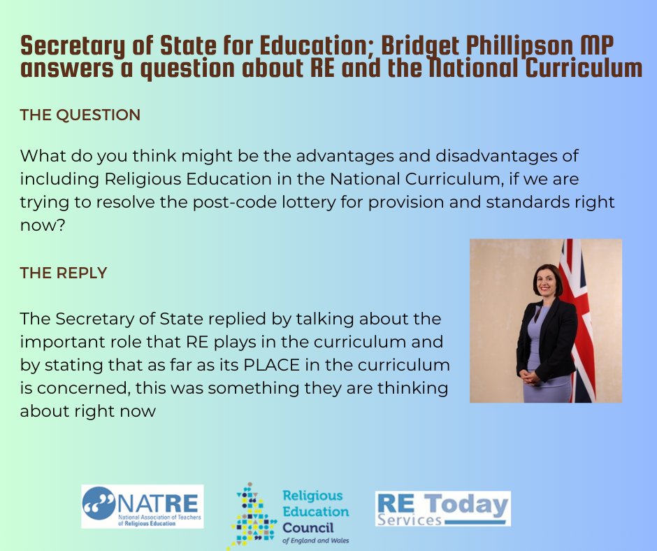 Deborah Weston OBE (@deborahweston) on Twitter photo Thank you to <a href="/bphillipsonMP/">Bridget Phillipson</a> for answering my question on #religiouseducation in her webinar this afternoon for <a href="/educationgovuk/">Department for Education</a>. @natreupdate <a href="/RECouncil/">Religious Education Council</a> <a href="/ReThinkREnow/">ReThinkRE Campaign</a> We'd love to discuss this with you in more detail soon. Thank you to <a href="/bphillipsonMP/">Bridget Phillipson</a> for answering my question on #religiouseducation in her webinar this afternoon for <a href="/educationgovuk/">Department for Education</a>. @natreupdate <a href="/RECouncil/">Religious Education Council</a> <a href="/ReThinkREnow/">ReThinkRE Campaign</a> We'd love to discuss this with you in more detail soon.