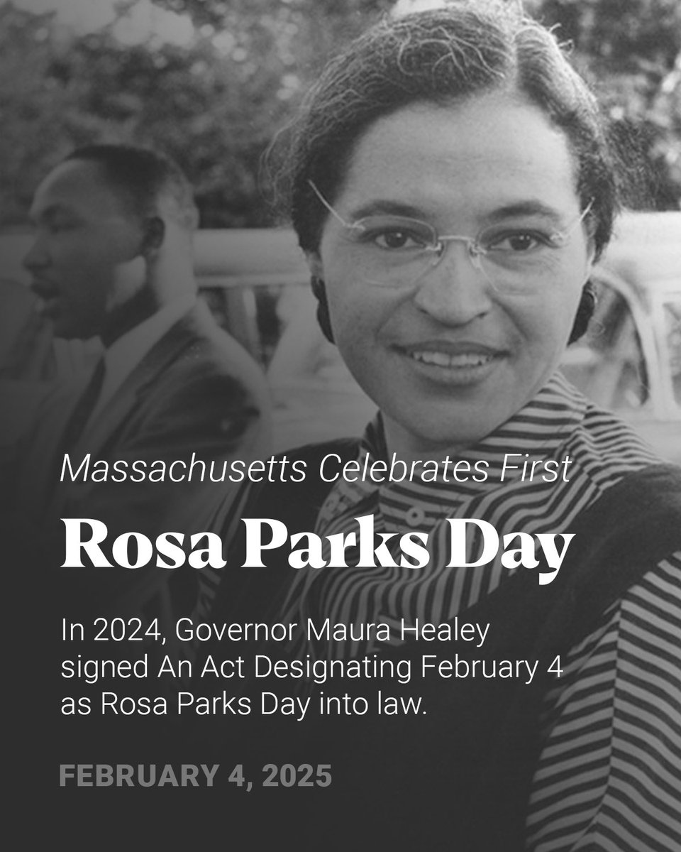 MassGovernor's tweet photo. 70 years ago, Rosa Parks took a stand for racial justice by sitting down on a public bus, becoming the “Mother of the Civil Rights Movement.”

On what would have been her 112th birthday, I’m proud to proclaim today the first official Rosa Parks Day in Massachusetts. https://t.co/PTVnvtvFR6