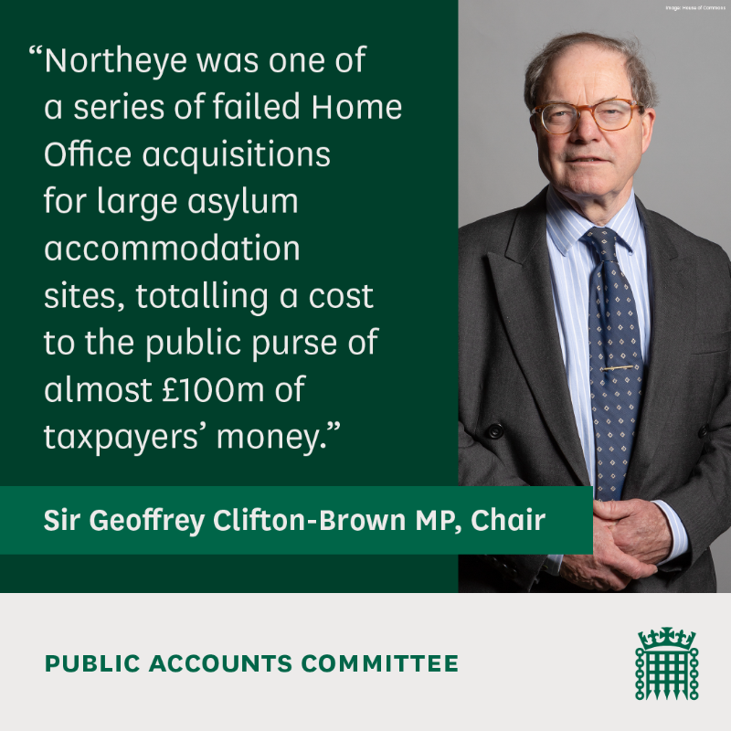 CommonsPAC's tweet photo. We've published our report investigating the @ukhomeoffice acquisition of former HMP Northeye.

We're deeply concerned that the plans to acquire large sites for asylum accommodation went drastically wrong.

Unacceptable levels of public money have been wasted 💷

Read more 👇