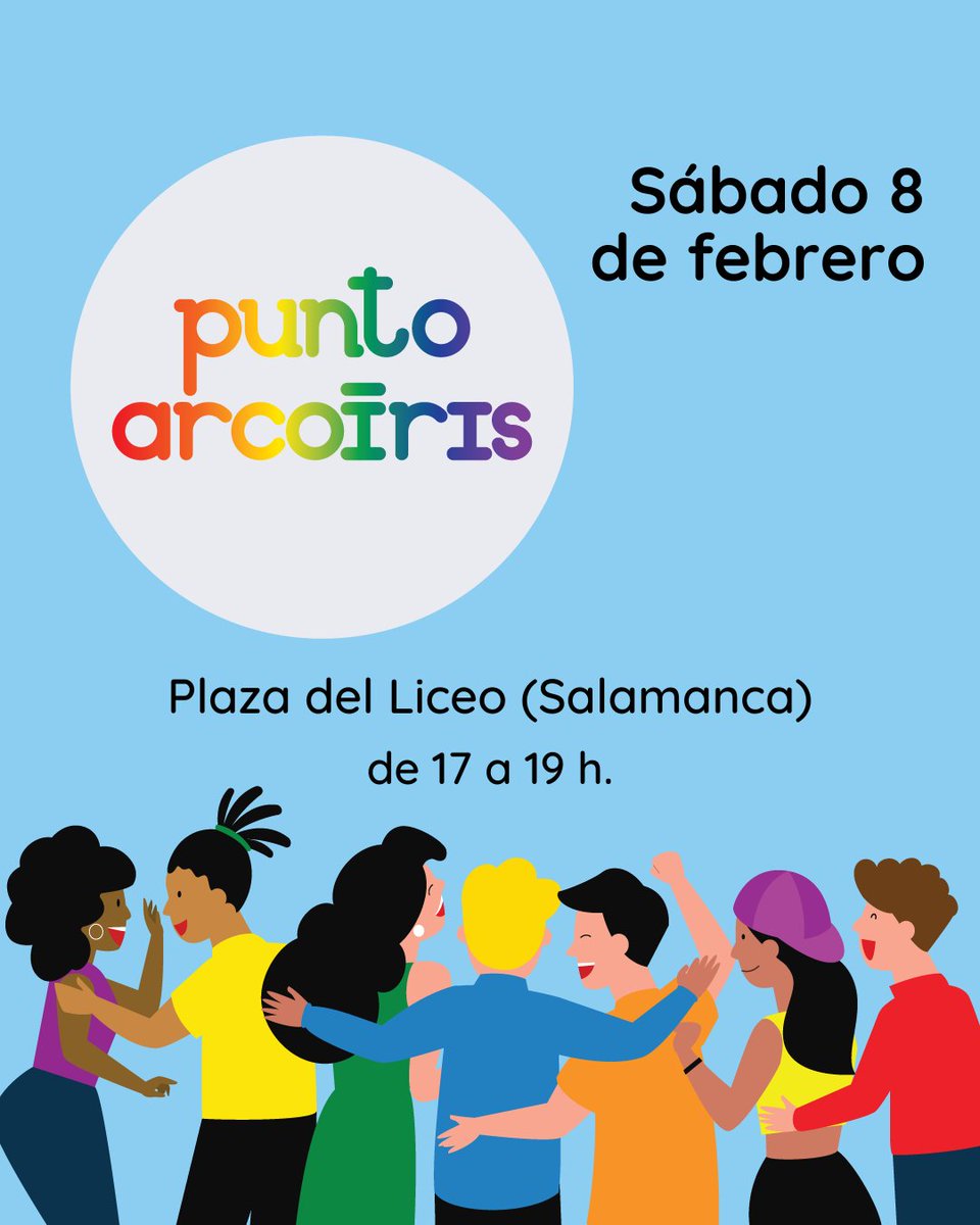 📅 Este sábado 8 de febrero sacamos nuestro Punto Arcoíris 🏳️‍🌈
🕜 17 a 19 h
📍 En la Plaza del Liceo

Es un mesa informativa con material divulgativo, material para cuidar la salud sexual, además de chapas, pulseras, etc. de temática LGTBIQ+. Si tienes alguna otra duda, ¡pásate!