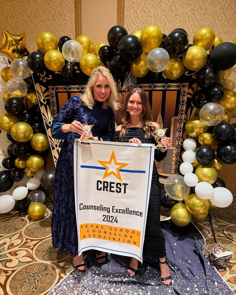 HS_PieperCouns's tweet photo. Ms. Tolbert &amp; Ms. Guerra accepted the 2024 CREST award on behalf of the entire Pieper High School Counseling Team at the @texassca TSCA CREST Banquet! PHS is the first school to receive this award for Comal ISD! 🏆🎉@pieperptsa @TxCAtweets @DrChapmanCISD @PieperHS @cisdnews https://t.co/tcLifJc4Vb