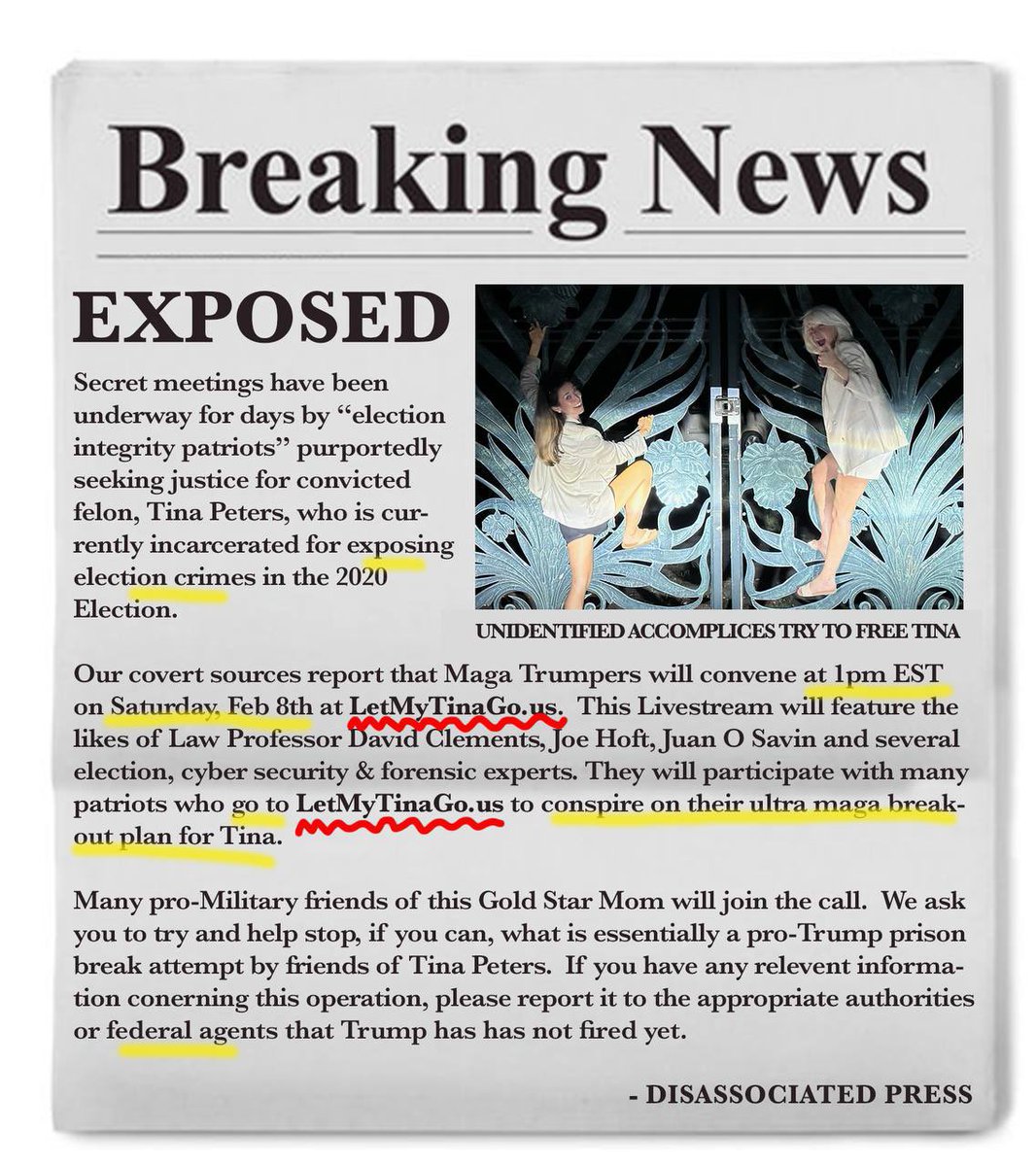 ShteinMichael's tweet image. …to conspire their ultra maga breakout plan for Tina. 😂🤣🤣🤣

Sat, February 8th
LetMyTinaGo.us
#FreeTinaPeters
#Fix2020

From Jennifer Mac’s TG t.me/JenniferMac/591