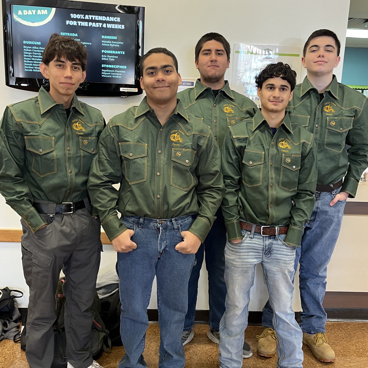 cliftoncds's tweet photo. Our 3rd-year #Welding students are definitely looking #JobReady in their custom Clifton shirts.
#DressForSuccess #LookThePart #CTE #CTEMonth @Secondary_AISD @AISD_CTE @AustinISD @MsEdsonsKiddos https://t.co/Pwb9qxWIoZ