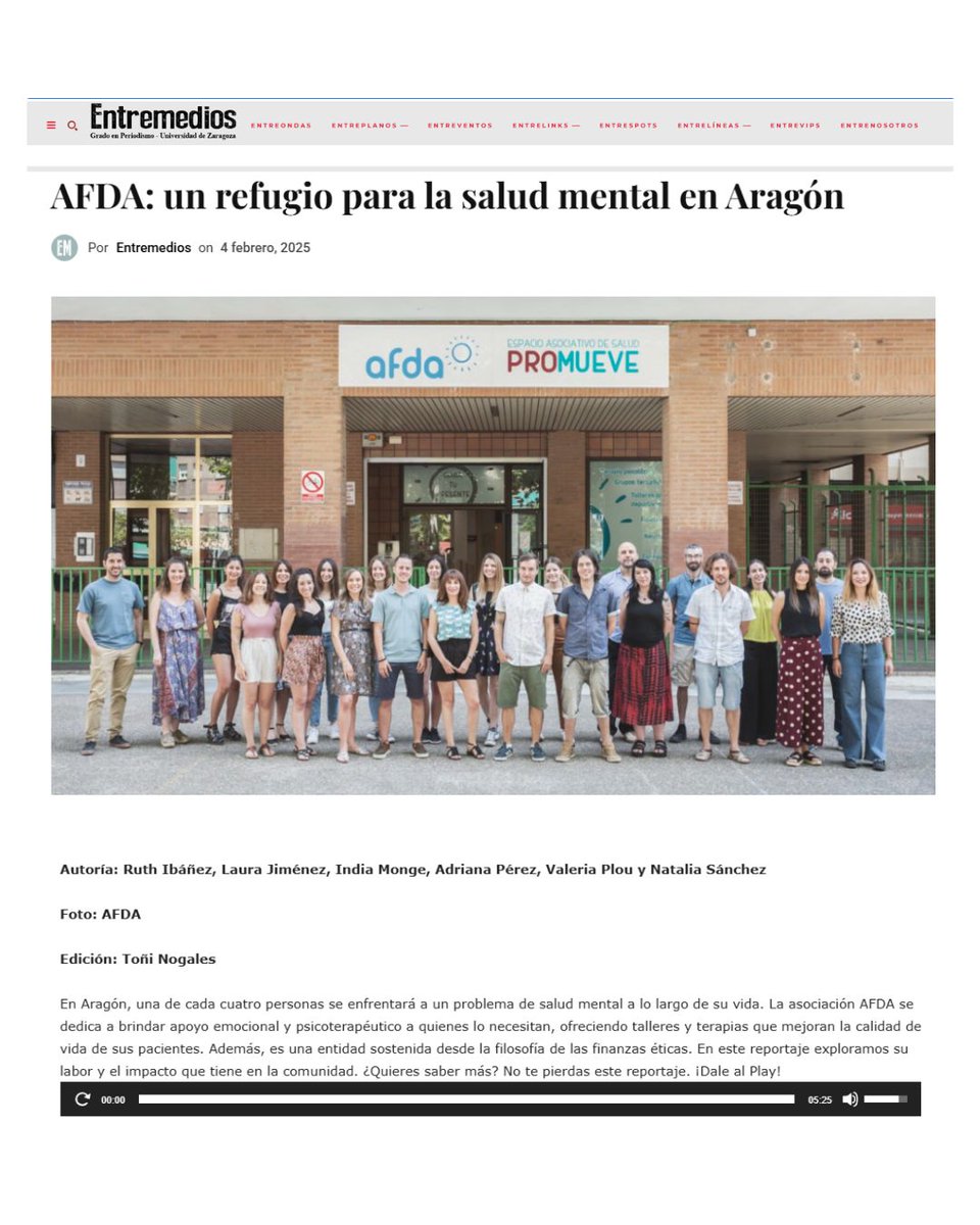 LAB_ES Unizar (@lab_es_unizar) on Twitter photo Hoy se ha publicado la primera entrada en el espacio <a href="/EntremediosUZ/">Entremedios</a> sobre el proyecto de Innovación Docente que se desarrolla entre la Facultad de Periodismo, <a href="/fecem_unizar/">Facultad de Economía y Empresa</a> y <a href="/Coop57Aragon/">Coop57 Aragón</a>, para celebrar su 20º aniversario.
Escúchalo completo: n9.cl/ij4ix
#LAB_ES Hoy se ha publicado la primera entrada en el espacio <a href="/EntremediosUZ/">Entremedios</a> sobre el proyecto de Innovación Docente que se desarrolla entre la Facultad de Periodismo, <a href="/fecem_unizar/">Facultad de Economía y Empresa</a> y <a href="/Coop57Aragon/">Coop57 Aragón</a>, para celebrar su 20º aniversario.
Escúchalo completo: n9.cl/ij4ix
#LAB_ES