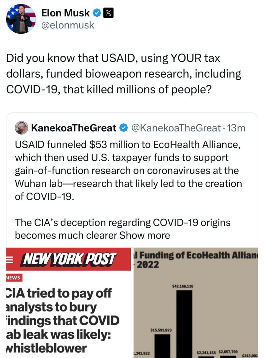 LMessier338's tweet photo. @DrLiMengYAN1 @baobaoxiaoliao @OutLoudNews No more USAID funds for you. https://t.co/Oz4XsQQ49b