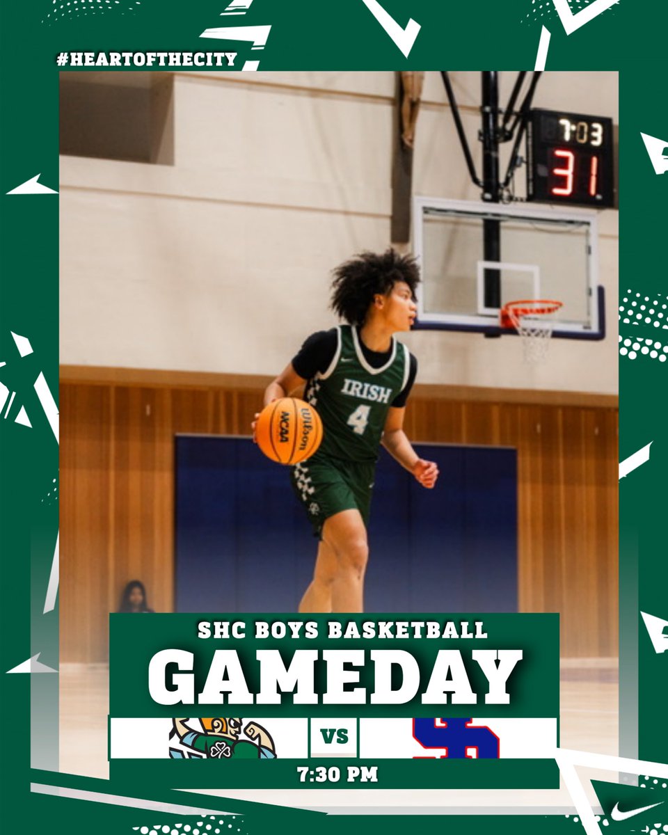 ☘️🏀🚨GAMEDAY🚨☘️🏀

SHC plays at St. Ignatius this evening. Tip-off is at 7:30PM. 
#GoIrish #HeartOfTheCity #CultureOfJoy