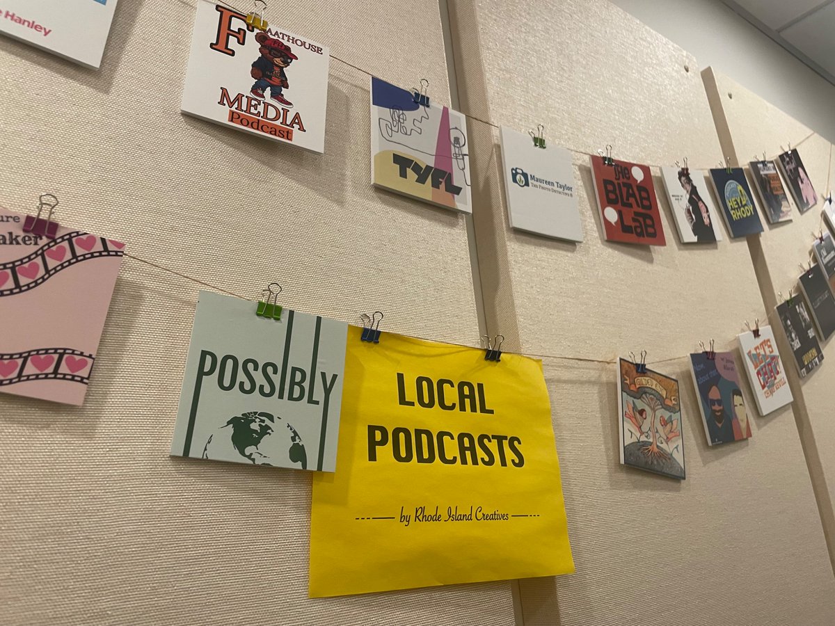 colleen_cronin's tweet photo. In the podcast studio today @litartsri! Love seeing the @ecoRInews Blab Lab logo (along with our friends @AskPossibly) @robesmit is hosting our next episodes! https://t.co/UWYjc6jKHy
