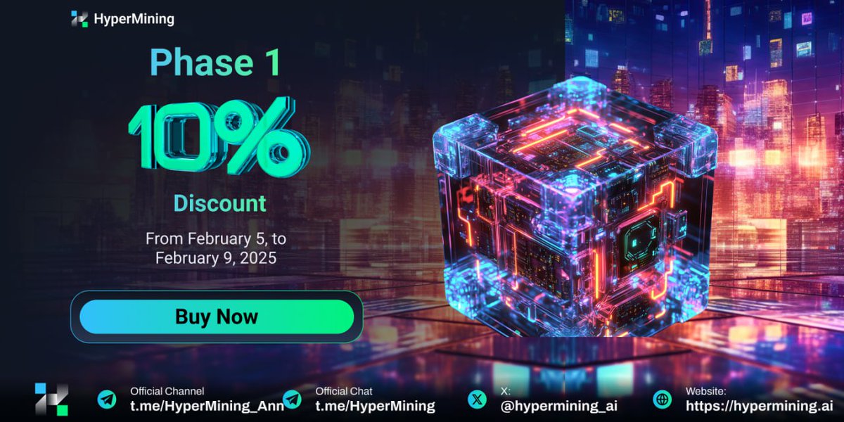 hypermining_ai's tweet image. 🚀 HyperMining – Unlock Profits with EdgeNodes!  

🔥 Phase 1 Discount: Get 10% OFF from Feb 5 – Feb 9, 2025!  

Your gateway to seamless passive income starts here. Choose your EdgeNode and start earning today!  

💰 EdgeNode Options:  

✅ Individuals – Simple, affordable, and…
