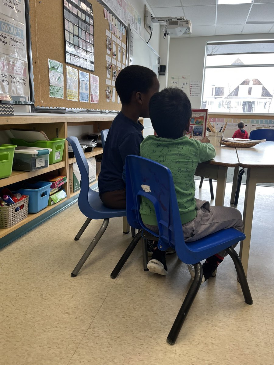 MissMertl's tweet photo. Two SKs picked up a comic book during centers today and read to each other! What a gift it is to see these reading skills develop! https://t.co/3tpoIUUiBb