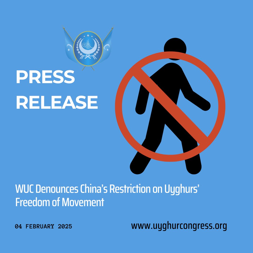 World Uyghur Congress (@uyghurcongress) on Twitter photo 🗞️ PRESS RELEASE 🗞️
WUC strongly condemns the 🇨🇳 government’s systematic repression of #Uyghur mobility and calls on the international community to take concrete action.
“Nothing about life in East Turkistan is truly normal,” said <a href="/TurgunjanAlawd3/">Turgunjan Alawdun</a>, President of WUC.
“The 🗞️ PRESS RELEASE 🗞️
WUC strongly condemns the 🇨🇳 government’s systematic repression of #Uyghur mobility and calls on the international community to take concrete action.
“Nothing about life in East Turkistan is truly normal,” said <a href="/TurgunjanAlawd3/">Turgunjan Alawdun</a>, President of WUC.
“The