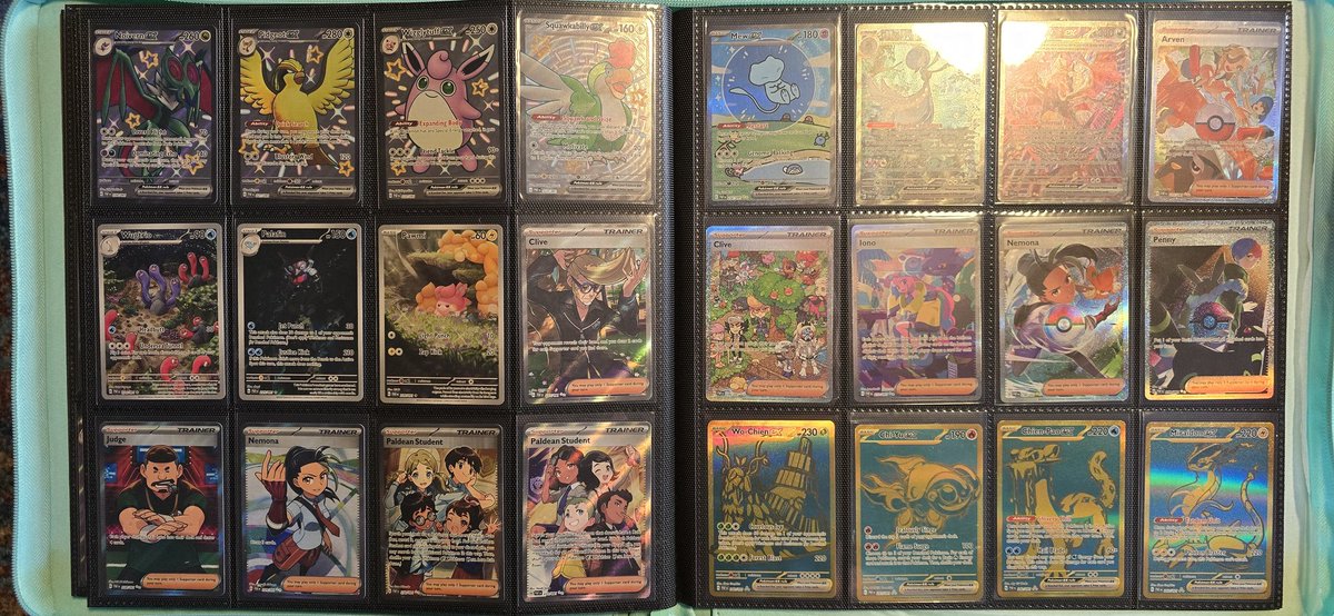 BlastoiseBaller's tweet image. Paldean Fates master set w promos, anyone? I've got pics of the whole (@vaultxhq) binder. Asking $1600 shipped, offering a $100 referral to anyone a buyer says pointed them to it. More photos in comments. All NM as far as I can see.