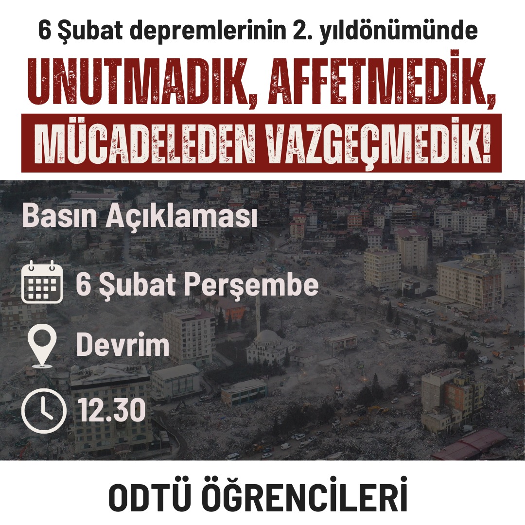 SavunOdtu's tweet photo. 6 Şubat depremlerinin 2. yıldönümünde

UNUTMADIK, AFFETMEDİK, MÜCADELEDEN VAZGEÇMEDİK! https://t.co/0XRdelgwHJ