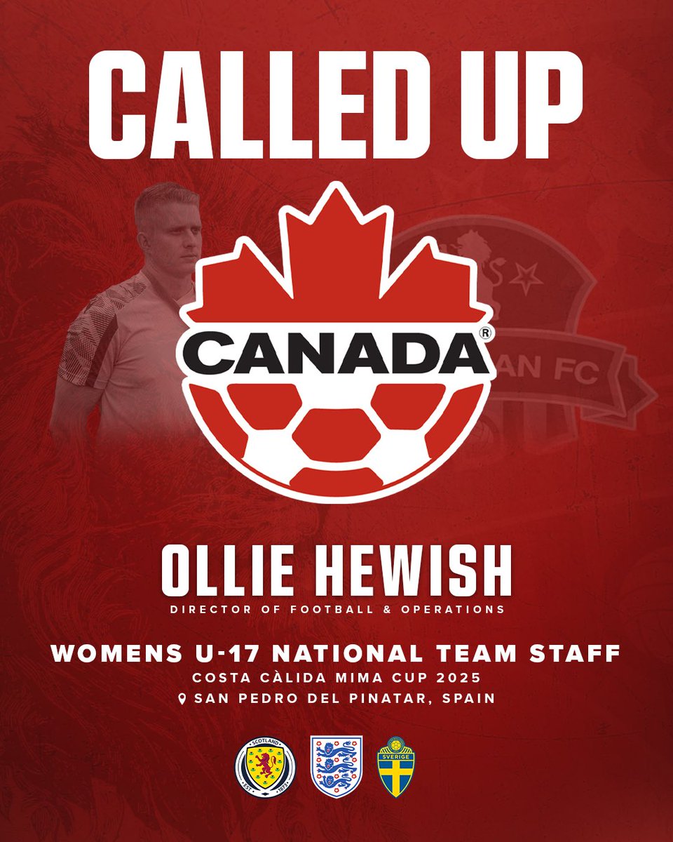 Congrats &amp; good luck to SFC’s <a href="/oliver_hewish/">Ollie Hewish</a> who has joined the Canada U17 Womens National team staff! 🇨🇦

The U17s are off to Spain for matches vs England, Scotland &amp; Sweden ⚽️