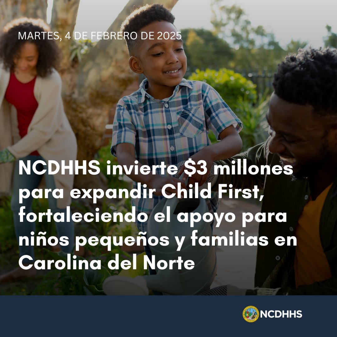 📢 ¡Grandes noticias para las familias de Carolina del Norte! NCDHHS está invirtiendo $3 millones para expandir Child First, un programa comprobado que ayuda a mantener a los niños seguros y a las familias fuertes. 💙

Esta expansión, en colaboración con Alliance Health, Trillium