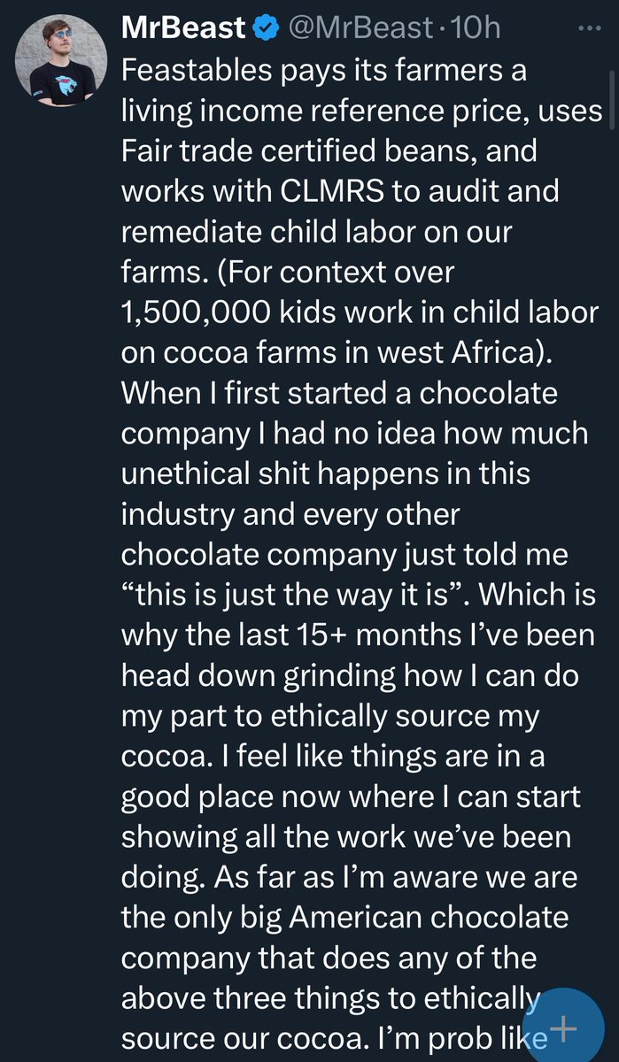OB34R's tweet photo. MrBeast CALLS OUT chocolate companies and announces he’ll do something about it! #MrBeastNews https://t.co/wFGLXm0MTJ