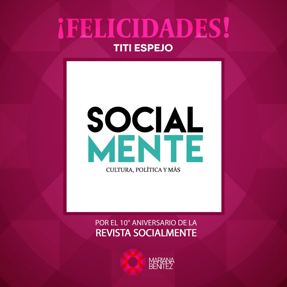 ✨ ¡Felicidades, <a href="/Titispjo/">Titi Espejo</a> y a todo el equipo de <a href="/socialmenteoax/">Socialmente</a> !
Celebramos 10 años de esta gran revista que ha sido un referente en cultura, política y más. Un espacio de análisis, reflexión y difusión de temas clave para Oaxaca y el país.

Que sigan los éxitos y que este