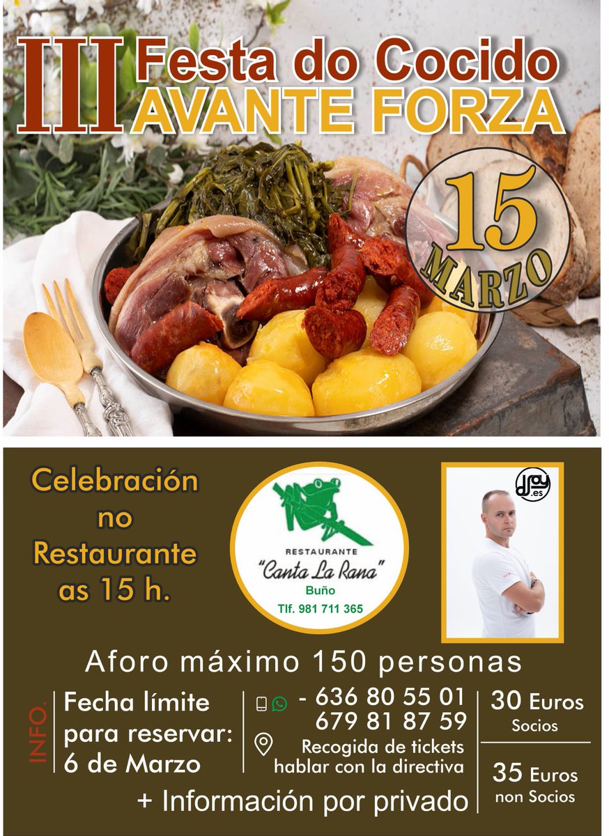 Xa temos o cartel do III Cocido da peña. 15 de Marzo 
Canta la rana (buño)