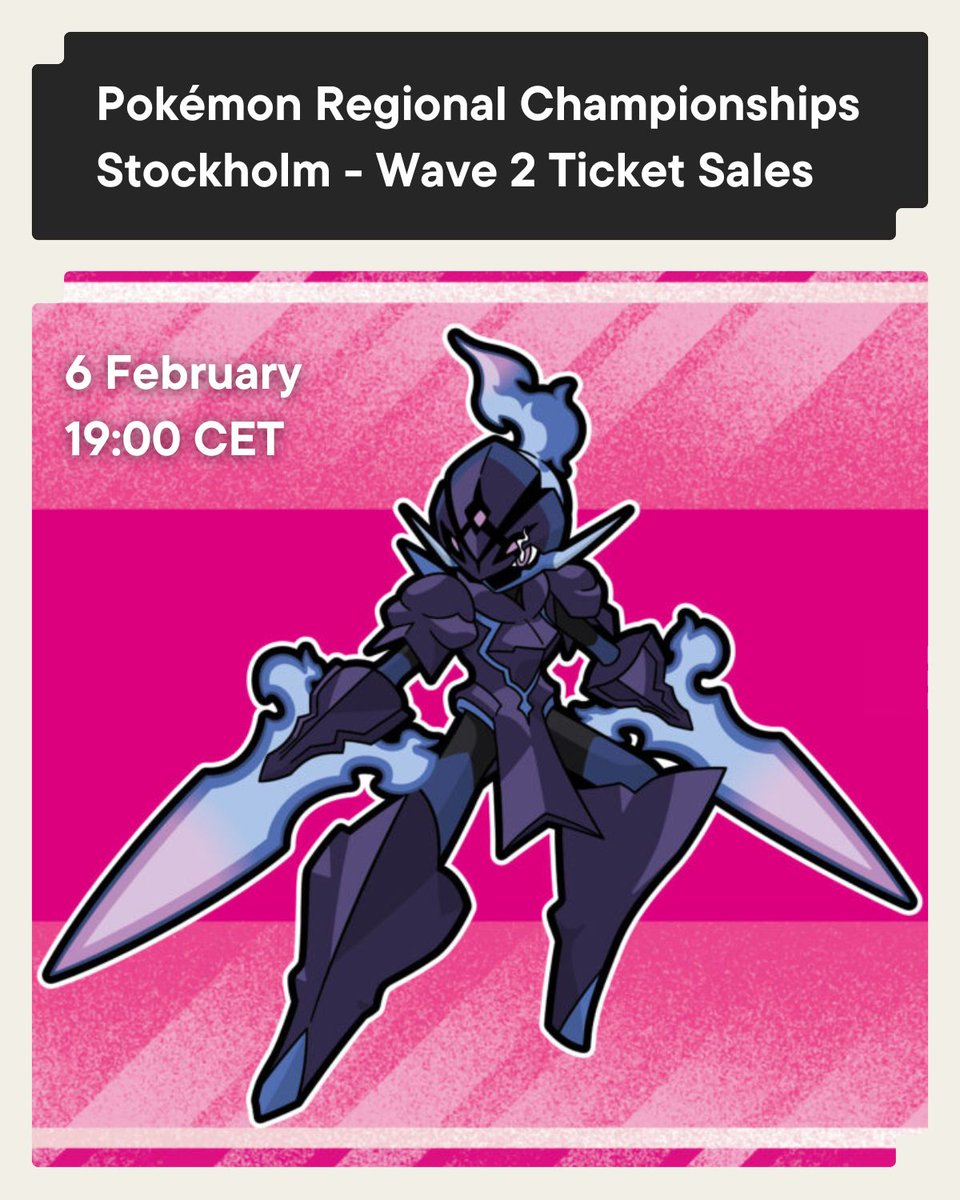 fanfinity_pkm's tweet image. Calling on all Trainers: Wave 2 ticket sales for the Pokémon Regional Championships - Stockholm are going live Thursday, February 6, 19:00 CET!  🎉

Who are we seeing in Sweden?  🤩