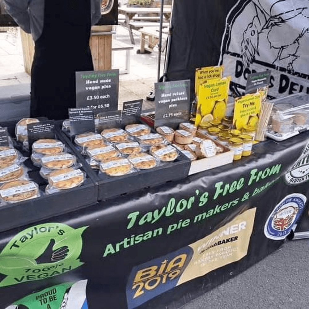 We are please to be welcoming back <a href="/Taylorsfreefrom/">Taylors Free From</a> a dedicated gluten free vegan bakery based in who make savoury pie's, quiches, porkless pies, lemon curd and vegan pea Mozzarella all of which are also free from soya. 

22 March 2025
10:30 - 16:00
St. Peter Church, Derby