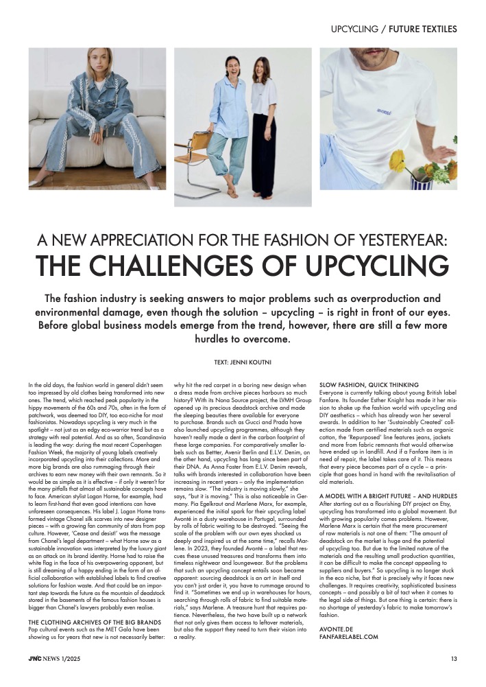 FanfareLabel's tweet image. Thank you JNC news for the recent feature.

At Fanfare Label, we’ve always believed that fashion’s future lies in its past. 🌍✨ Upcycling is a powerful solution to overproduction and environmental damage—but making it mainstream comes with its challenges.