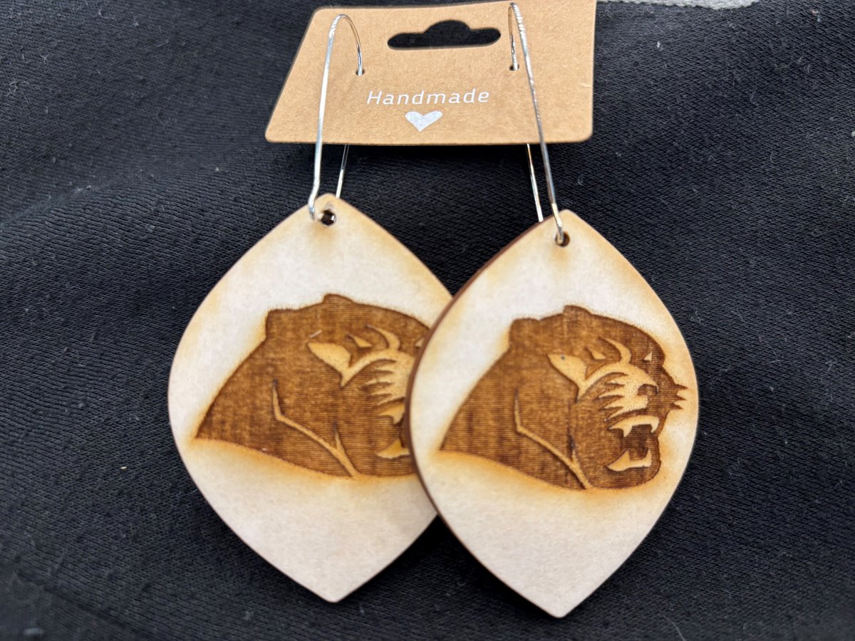 So excited to raise funds for our library by crafting earrings using our Glowforge! Materials include wood and acrylic and designs can be customized! Contact the library to get your pair today!