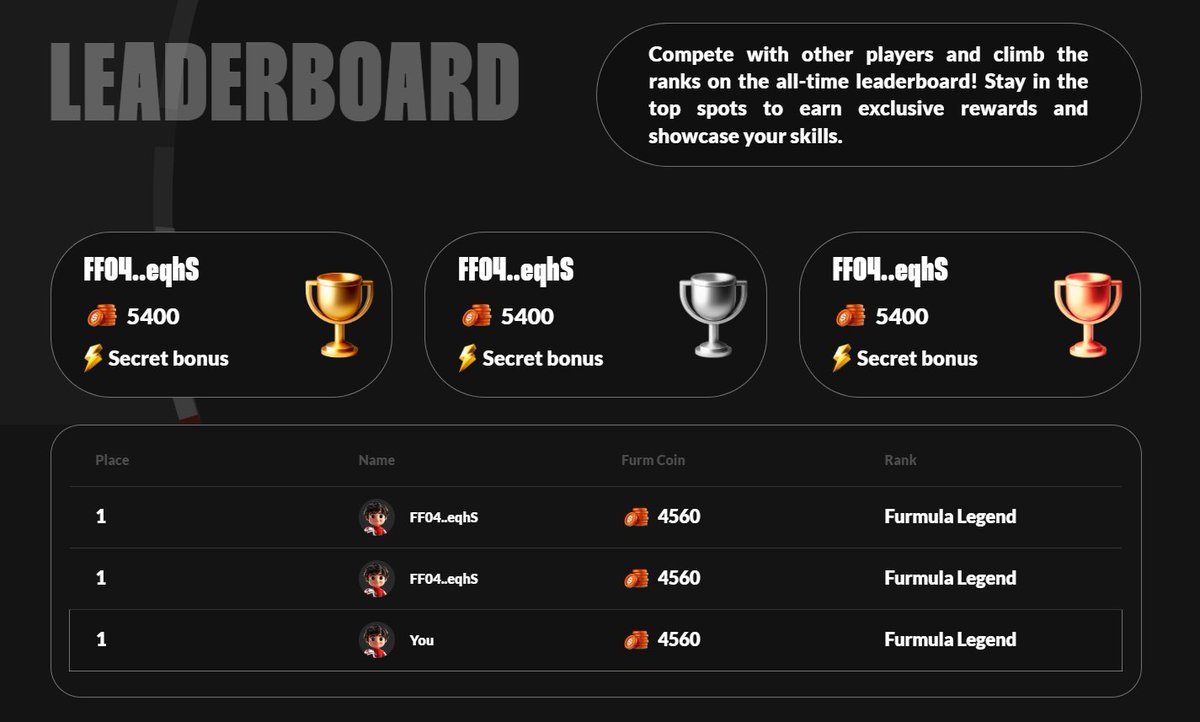 🚀 The #FURMULA Quest Adventure Begins! 🚀

This isn’t just a game—it’s a whole new way to play, earn, and dominate. The FURMULA Quest Platform is here, turning every challenge into real rewards! 🏎💨

🔥 Take on quests, stack $FURM, and rise through the ranks

 🔥The more you
