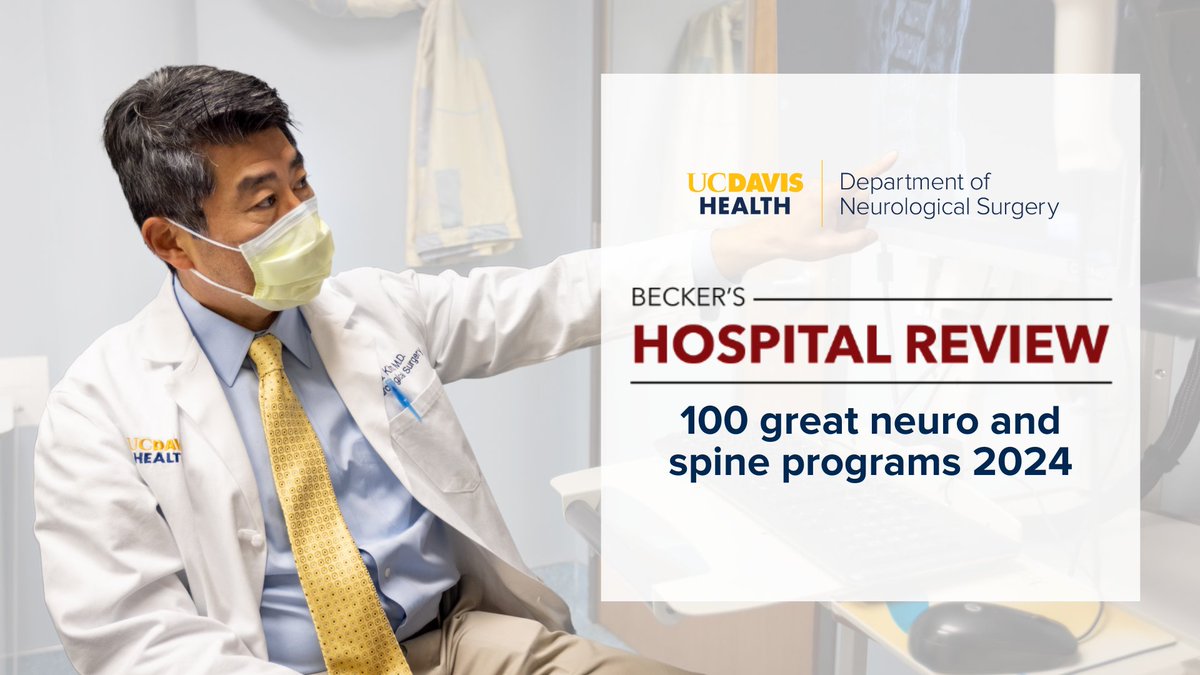 UC Davis Neurological Surgery (@ucdneurosurgery) on Twitter photo Thrilled that our Spine Center is recognized as one of "100 great neuro and spine programs" according to <a href="/BeckersHR/">Becker's Hospital Review</a>. Programs in this list are celebrated for exceptional patient outcomes, advanced surgical techniques and innovative research.
Learn more: beckershospitalreview.com/lists/100-grea… Thrilled that our Spine Center is recognized as one of "100 great neuro and spine programs" according to <a href="/BeckersHR/">Becker's Hospital Review</a>. Programs in this list are celebrated for exceptional patient outcomes, advanced surgical techniques and innovative research.
Learn more: beckershospitalreview.com/lists/100-grea…