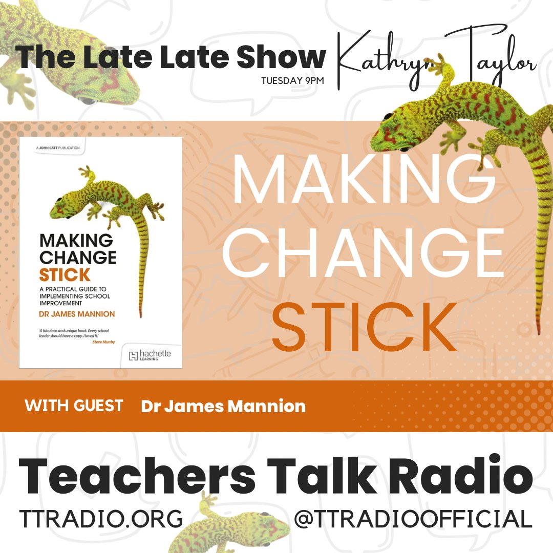 Teachers Talk Radio (@ttradioofficial) on Twitter photo Another stellar show in 3 hours at 9pm (GMT) with <a href="/Super_Kat1/">Dr. Kathryn Taylor EdD FCCT</a> on YouTube!
Click ‘follow’ to receive a reminder 👇
youtube.com/watch?v=qBFqnH…
Join Kathryn and guest @RethinkingJames as they explore the new book ‘Making Change Stick’ 🤩
#TTRadio <a href="/JohnCattEd/">John Catt Educational from Hachette Learning</a> Another stellar show in 3 hours at 9pm (GMT) with <a href="/Super_Kat1/">Dr. Kathryn Taylor EdD FCCT</a> on YouTube!
Click ‘follow’ to receive a reminder 👇
youtube.com/watch?v=qBFqnH…
Join Kathryn and guest @RethinkingJames as they explore the new book ‘Making Change Stick’ 🤩
#TTRadio <a href="/JohnCattEd/">John Catt Educational from Hachette Learning</a>