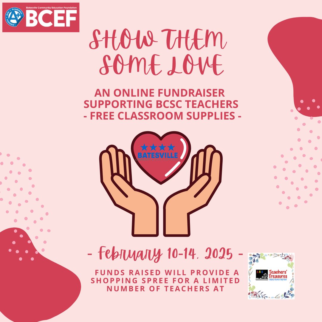 Donate to help us provide free classroom supplies shopping sprees for some of our <a href="/BatesvilleCorp/">BatesvilleSchoolCorp</a> teachers and staff! Help us "Show Them Some Love" by donating online starting next Monday.
Learn all about it at our website: buff.ly/43wgbtJ