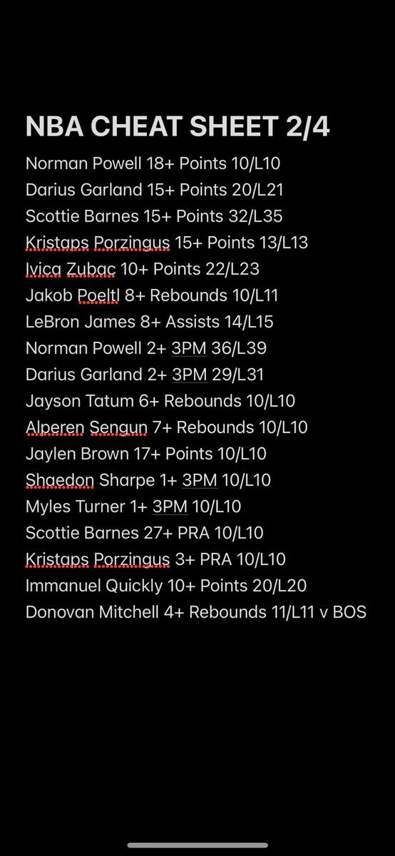 Per4mancePlays's tweet photo. 1/24 CHEAT SHEET. DISCORD IN BIO FOR ALL THE FREE PLAYS🔥 https://t.co/B7nQenrZaJ