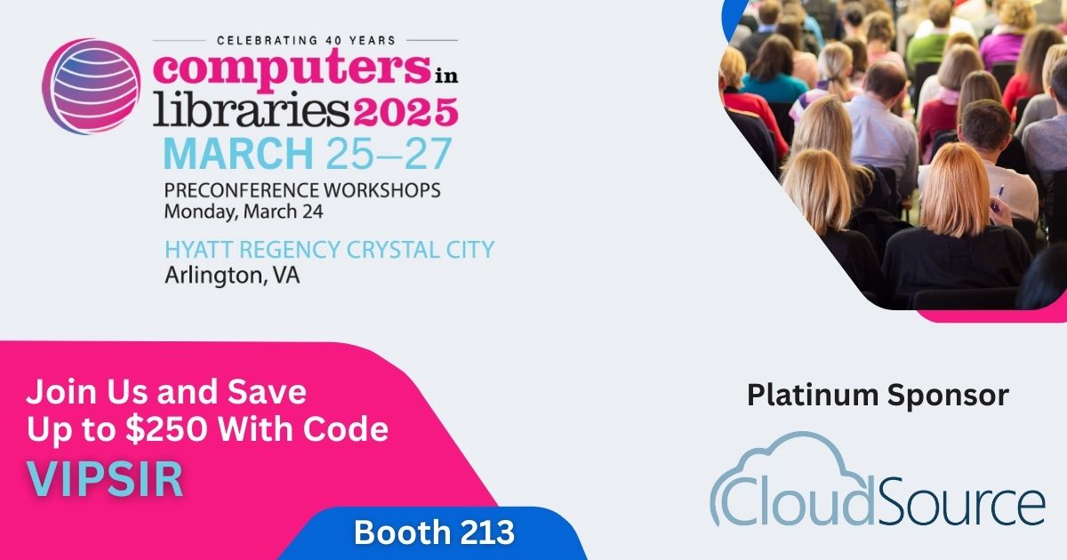 LibConf's tweet photo. Thank you #CloudSource for being a Platinum Sponsor for #CILDC 2025! Use code VIPSIR to save up to $250 when you register today! https://t.co/XOwM9wg7FO https://t.co/TvfzLe02z9