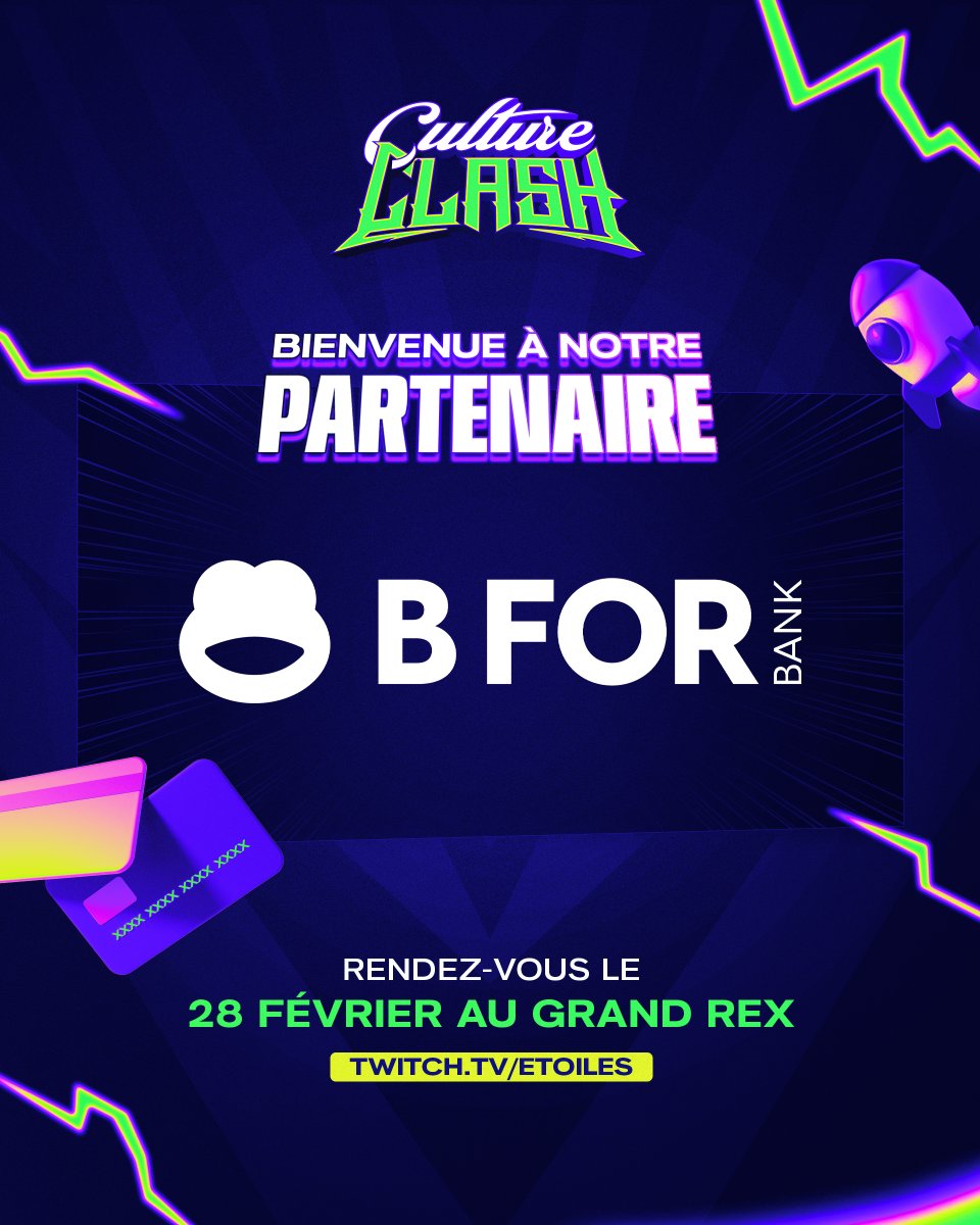 .<a href="/BforBank/">BforBank</a> rejoint de nouveau l'aventure Culture Clash cette année. Merci à eux pour la confiance renouvelée 💙

Avec notre partenaire, profitez d'une banque en ligne toujours dispo quand vous en avez besoin, et ce, de jour comme de nuit : t.ly/BforBank
