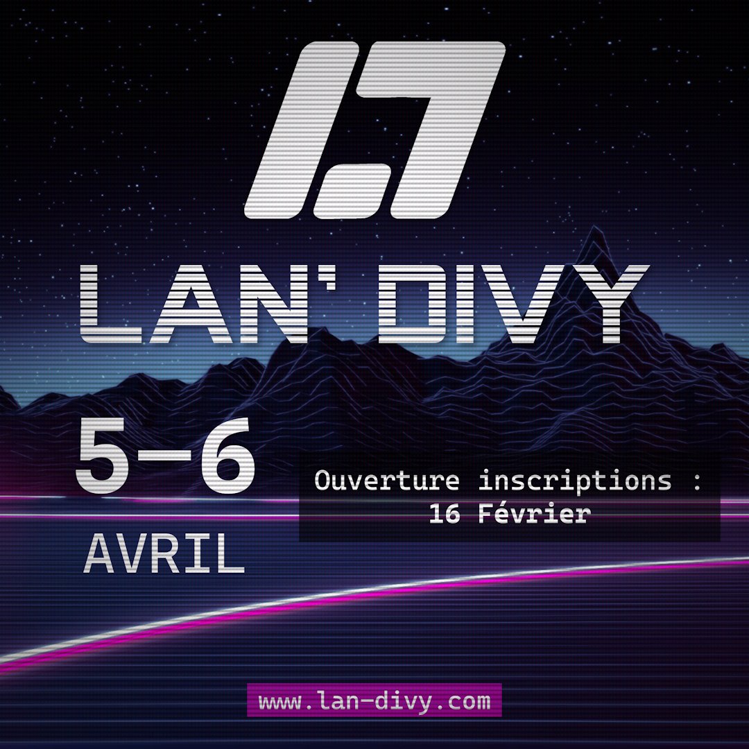 🚀 La LAN revient les 5-6 avril 2025 ! 🎮

📅 Inscriptions dès le 15 février
🕹️ Rocket League, CS, Minecraft + un jeu choisi par vous !

Ramenez vos potes, ça va être lourd ! 🔥
🔜 Plus d'infos bientôt 👀